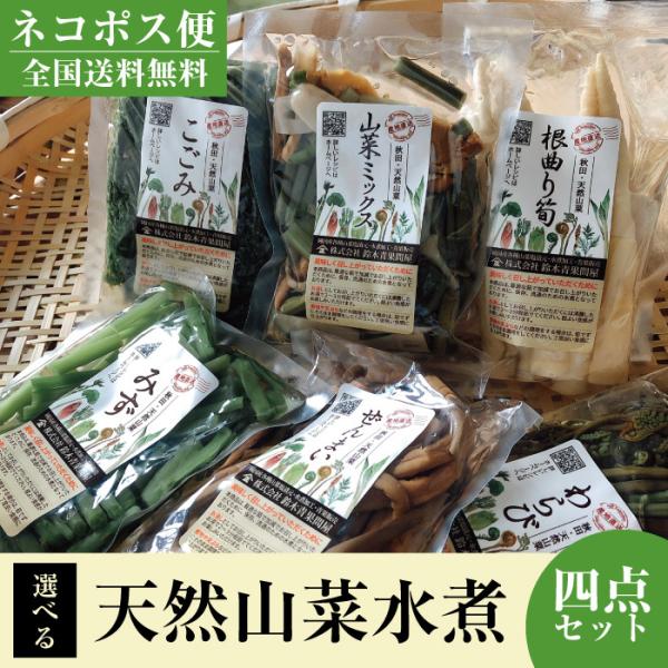 和風総本家で紹介されました秋田から天然山菜を食卓に秋田天然山菜水煮選べる4パック送料無料簡単調理鈴木青果問屋謹製 代購幫