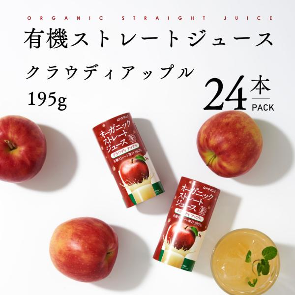 ストレートジュース 紙パック アップル 195g 24本 有機 オーガニック ムソー 有機JAS りんご