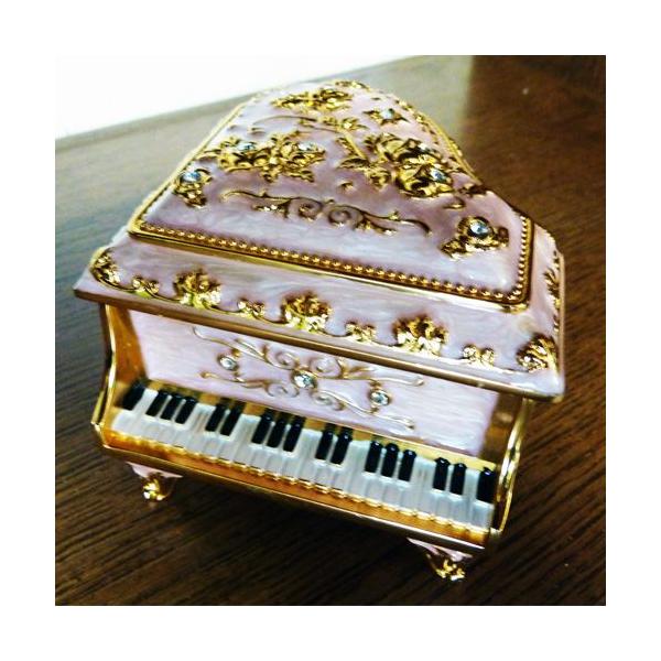 オルゴール付　ピアノ型宝石箱　ピンク