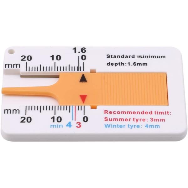 タイヤ溝測定ゲージ ミニデップスゲージ ・タイヤ溝を測定するためのゲージ　>>> 軽量でコンパクト、ポケットサイズ、収納も便利なタイヤ残溝測定用デプスゲージ（深さ測定）：カラフルで見やすい アナログ表示、電池不要で電池切れ...