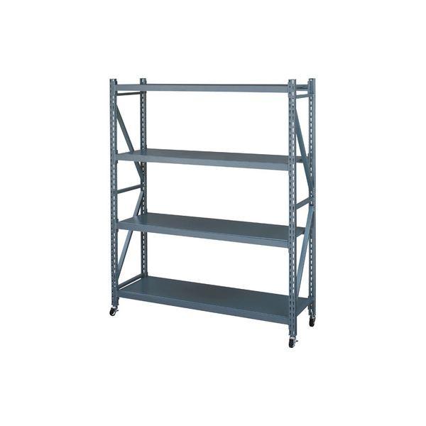 スチールラック 収納棚 3段 グレー 幅129cm 大注目 キャスター付き ボルトレスラック ダイニング 収納家具 リビング オフィス 書斎