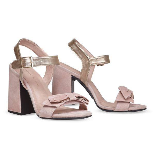ヒール付け替え可能サンダル 婦人靴 5 好評 Goldie Nude Super Block 10cm ピンク系 39 エ ミミ Et モイ 26cm相当 サンダル Moi Mime