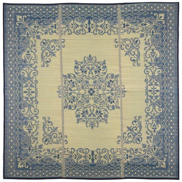 い草 ラグマット/絨毯 (約230×230cm ブルー) 表面：イ草100％ 裏貼り 
