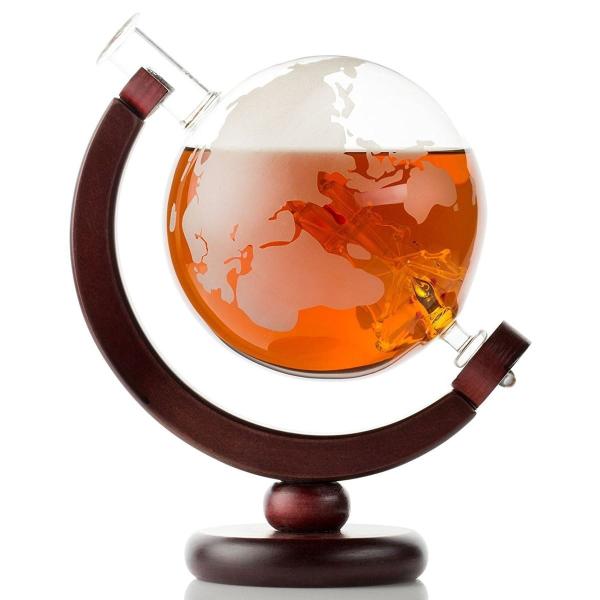 nV Gb`O [W fJ^ OXfJ^ ECXL[fJ^[ 1000ml Globe Large Etched Glass Whiskey Bourbon Decanter-1000ml (35 oz)
