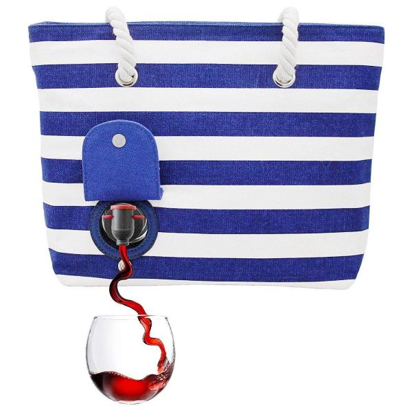 CobO g[gobO hNfBXyT[obO |gB[m u[EzCg 1.5L \tghN PortoVino Beach Wine Tote (Blue/White)