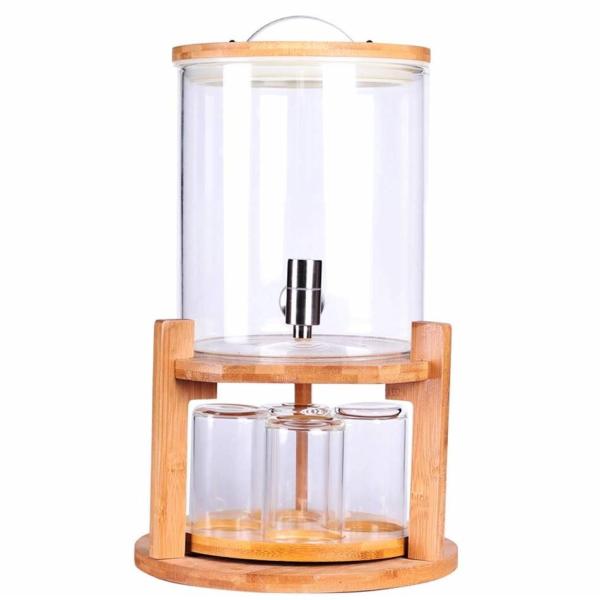 T[o[ hNfBXyT[ robWfBXyT[ W[ hNo[ 5L Ebh Glass Drink Dispenser Wooden Stand 1.3 Gallon