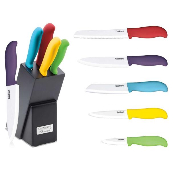 NCWi[g Z~bNiCtU_Zbg ubNt }`J[@Cuisinart 6-Piece Ceramic Cutlery Knife Block Set, Multicolored C59CE-C6P