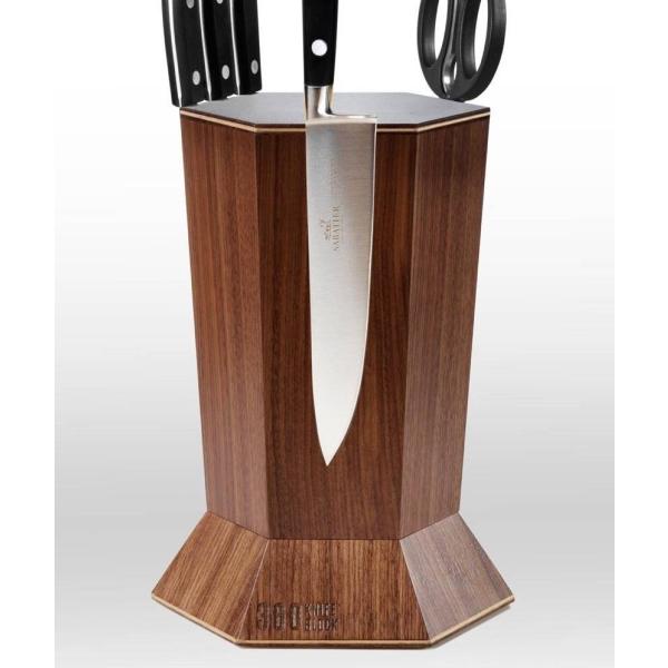 ナイフスタンド マグネット式 クルミ木製360