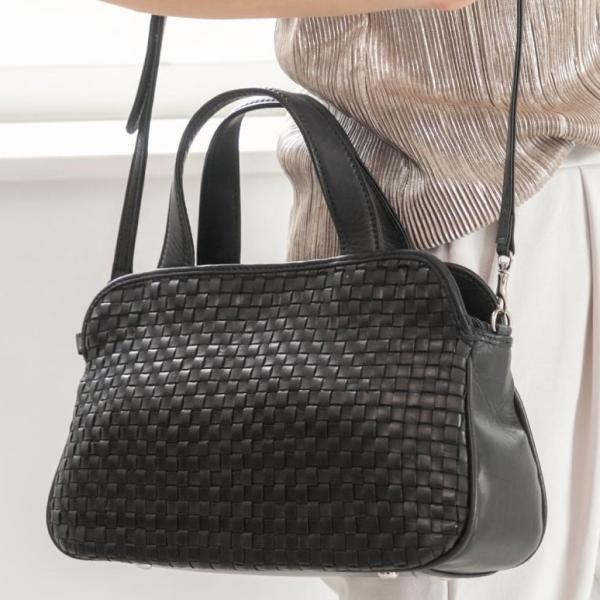 新品✨PONY Leather ポニーレザー　イントレチャート　ハンドバッグ　黒 ハンドバッグ ポニーメッシュバッグ 馬革 本革 no.33247 ブラック