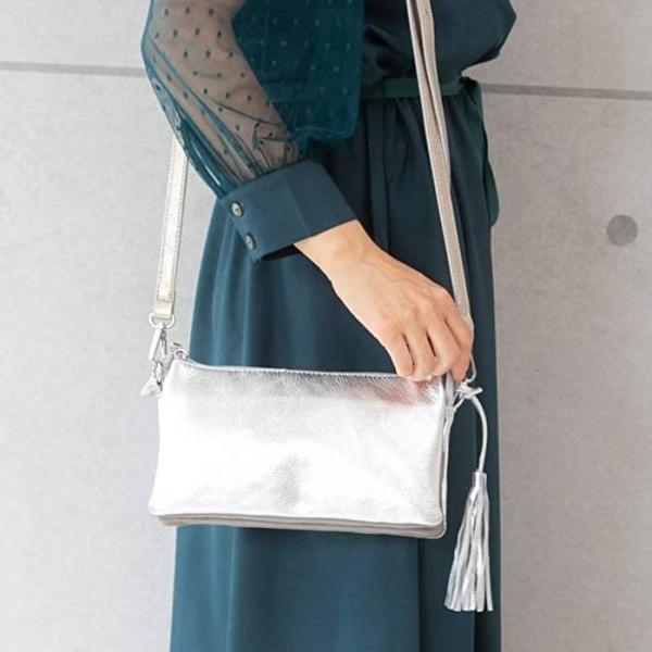   ジップポーチ付 レザー 2WAYクロスボディ クラッチ akt8_2002496