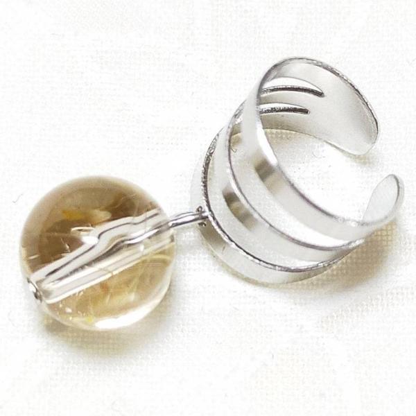 ルチルクオーツ 針水晶 8mm イヤーカフ片耳 天然石 ノンホール