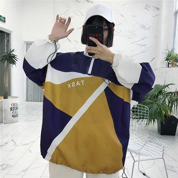 パープル 2点 即納可 韓国 原宿 ファッション レディース ウインドブレーカー カラフル 奇抜 青文字系 アウター Mjmdn 1805bj410 Akuaray 通販 Yahoo ショッピング