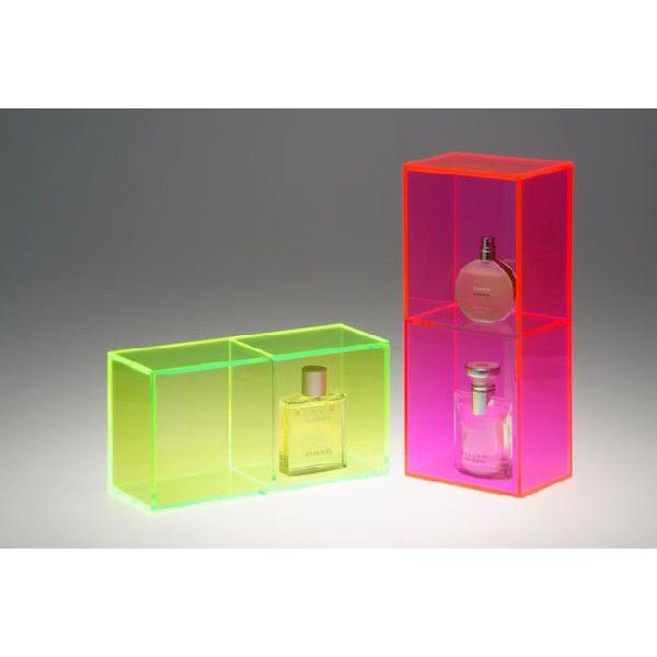 アクリルケース【蛍光グリーン】板厚5mm 小物入れ 2段 2マス サイケ