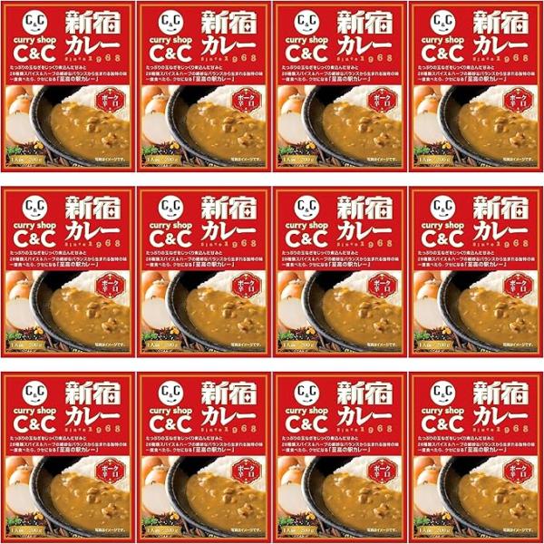 新宿カレー c&amp;c ポーク 辛口 レトルト ルー レンジ対応 ギフト 防災 備蓄 curry 京王 駅カレー 200g 6個セット (辛口 赤6)