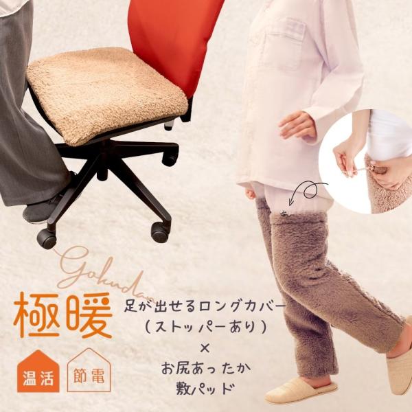 大人気の「極暖」お尻あったか敷パッドと足が出せるロングカバー（ストッパーあり）のセット販売です。【極暖 足が出せるロングカバー（ストッパー付き）】カラーバリエーション・ブラウン・グレー●適応サイズ／重量（約）Mサイズ：足のサイズ23.0〜2...