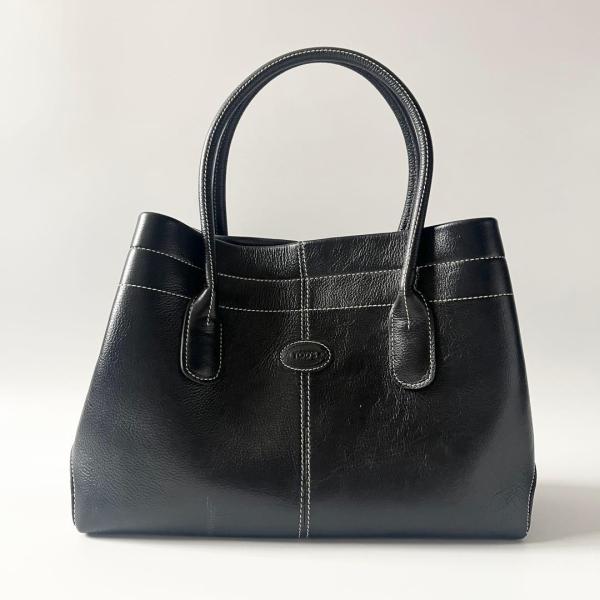 美品✨ TOD'S トッズ Dバッグ トートバッグ ロゴ ステッチ ブラック 黒 TOD'S トッズ トートバッグ Dバッグ ステッチ レザー 黒 ブラック ロゴ