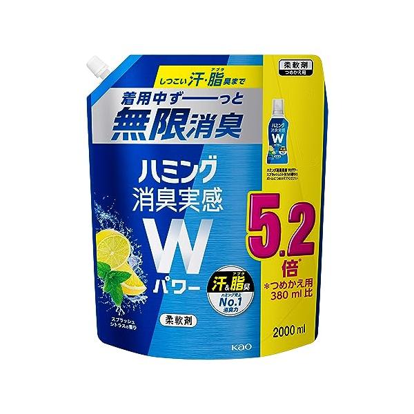 他サイト： 大容量ハミング消臭実感Wパワー 柔軟剤 しつこい汗・脂臭まで、着用中ずーっと無限消臭 スプラッシュシトラスの香り 詰替え 2,000mlの商品画像