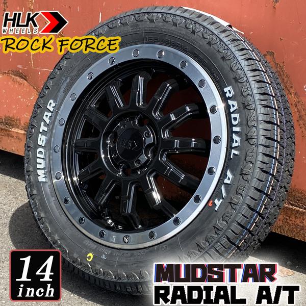 ハスラー スペーシアギア デリカミニ ウェイク 14インチ 155/65R14 タイヤホイ ールセット 4本 MUDSTAR マッドスター ラジアルAT リフト