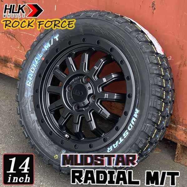 ハイゼットジャンボ ハイゼットキャディ マッドスターラジアルMT 165/65R14 ホワイトレター 14×4.5J+43 100-4穴 マットブラック 新品タ