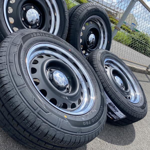 ハイエース　タイヤホイールセット　メッキホイール サイルン マットブラックリムメッキホイール！トヨタ ハイエース 200系