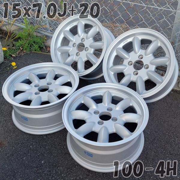 15 x 7J +20 PCD100 4H 4穴 新品 ホイール 4本セット 15インチ 7.0J 