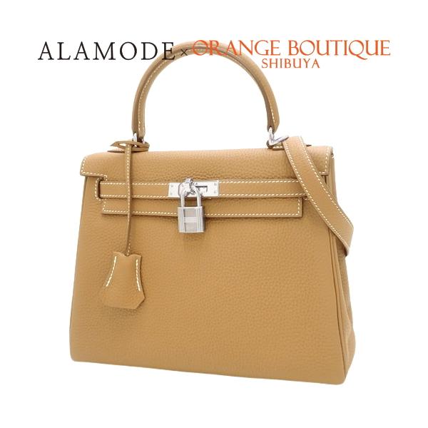 HERMES HERMES(エルメス) ケリー 25 (内縫い) ゴールド ブラウン