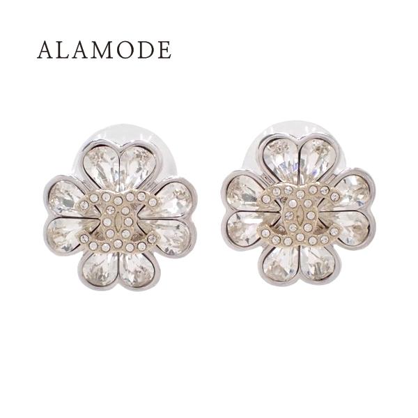 CHANEL シャネル ココマーク クローバー ピアス メタル ラインストーン