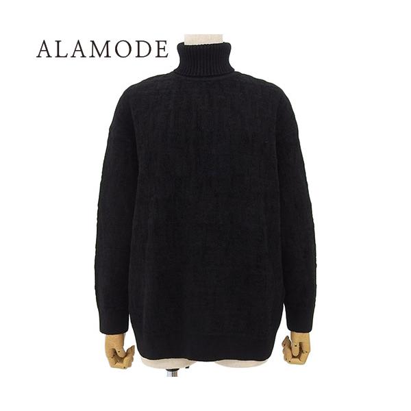 FENDI(フェンディ) ズッカ柄 タートルネック ニット トップス アパレル ファッション ハイネック セーター 2020年 38 レーヨン ナイロン ポリエステル ブラック黒 FZX605 AEEI レディース 40802136068【中古】【アラモード】 FENDI（フェンディ） ズッカ柄 タートルネック ニット トップス