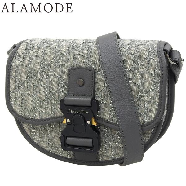 Christian Dior(クリスチャン・ディオール) ディオール オブリーク ジャカード ギャロップ ミニバッグ ショルダーバッグ 肩掛け 斜め掛け キャンバス レザー グレー シルバー銀 ガンメタル金具 ブラック金具 1ADO033DOS_H30Q レディース 40802158673【中古】【アラモード】 ディオール オブリーク ジャカード ギャロップ ミニバッグ ショルダー