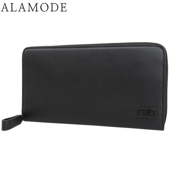 lex VALENTINO ブラック 長財布 ロゴ入り VALENTINO（ヴァレンティノ） Vロゴ 長財布 ロングウォレット レザー