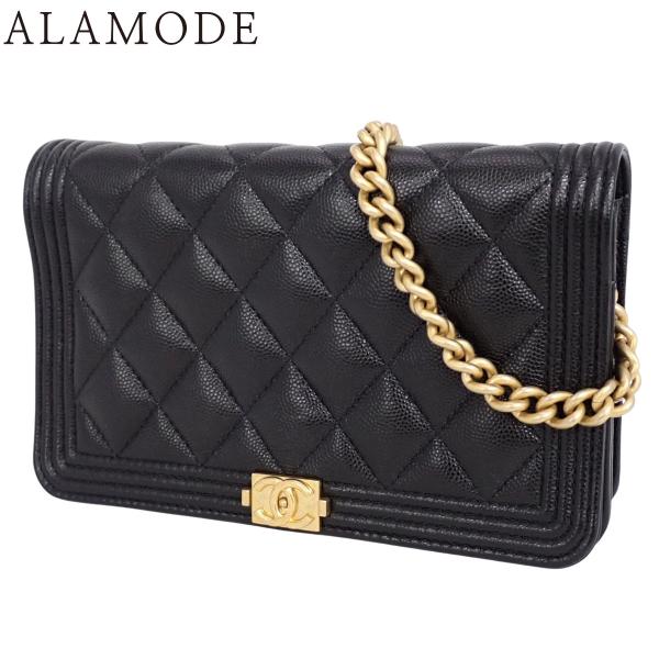 シャネル　デカココ　ポーチ　長財布　キャビアスキン　黒　チェーンショルダー CHANEL（シャネル） ボーイシャネル ココマーク チェーンウォレット