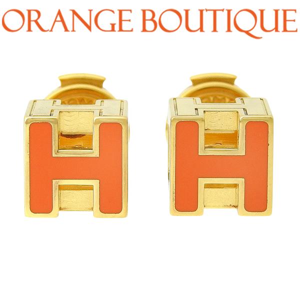HERMES エルメス カージュドアッシュ ピアス ホワイト×ピンクゴールド alamode888_40802201214