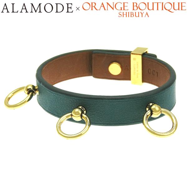 HERMES(エルメス) ミニドッグ ブレスレット レザー T2 バングル グリーン緑 レディース 40802206651【中古】【アラモード】 HERMES（エルメス） ミニドッグ ブレスレット レザー T2 バングル