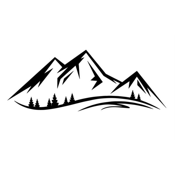 アウトドア　山登り　登山　トレッキング　山　山岳　山脈　旅行　車ボディ・ウィンドウ貼付用　キャンピングカー　キャンプ　ステッカー1枚DHB（黒）