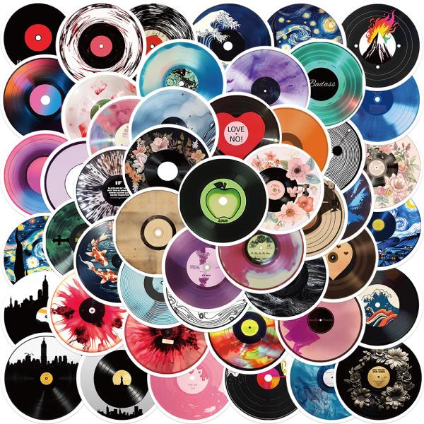 レコード　record　ドーナツ盤　レコード盤　音楽プレーヤー　バー　レコードプレーヤー　シール　ステッカー50枚SA