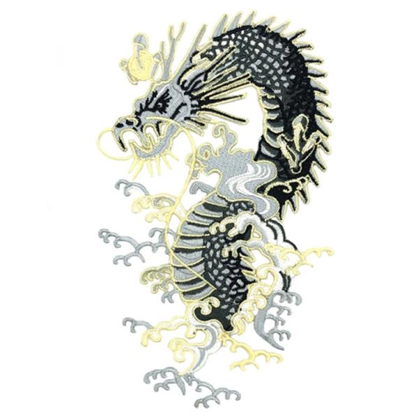 刺繍ワッペン　アイロンワッペン　龍　竜　ドラゴン　バイク　バイクウェア　ジャケット　特攻服　袴　振袖　和服　呉服　裁縫　手芸　補修　カスタム　FX