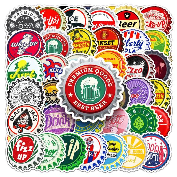 ボトルキャップ　瓶の蓋　王冠　ビール　Beer　瓶ビール　飲料　お酒　居酒屋　バー　スナック　シール　ステッカー50枚YA