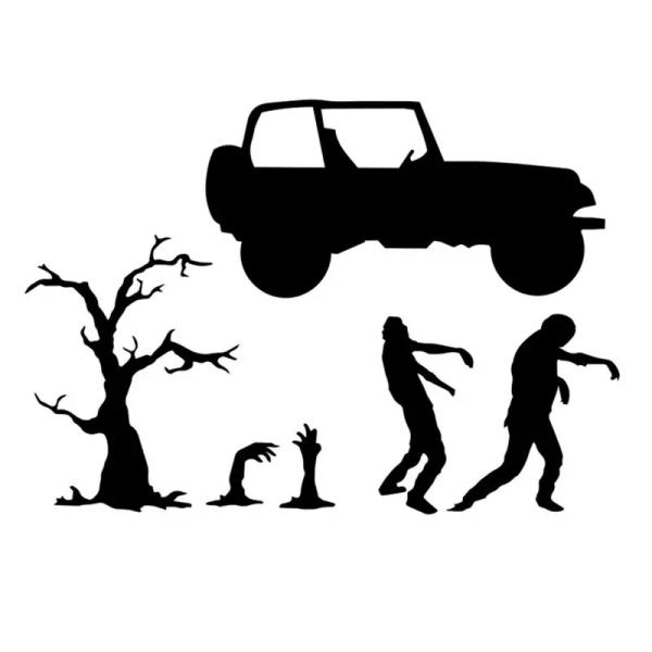 ゾンビ アンデッド グール オフロード クロスカントリー ウォーキング・デッド SUV クロカン 四駆 アウトドア 自動車用 ステッカー1枚D1（黒）