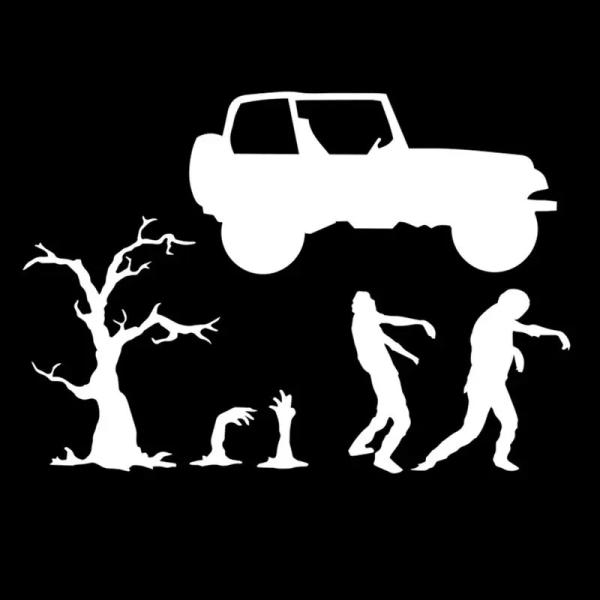 ゾンビ アンデッド グール オフロード クロスカントリー ウォーキング・デッド SUV クロカン 四駆 アウトドア 自動車用 ステッカー1枚D1（銀白色）