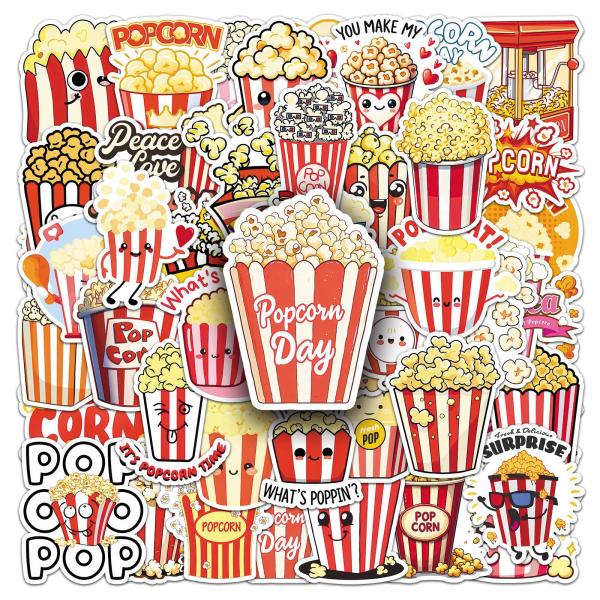 ポップコーン　Popcorn　トウモロコシ菓子　コーンスナック　映画館　シール　ステッカー50枚YY