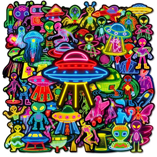 ネオンサイン　neon sign　エイリアン　宇宙人　異星人　火星人　UFO　未確認生物　ネオン　シール　ステッカー55枚B