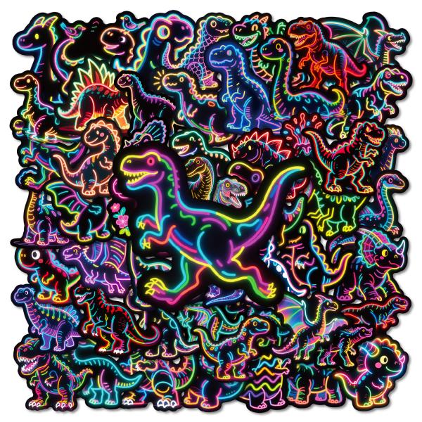 ネオンサイン　neon sign　恐竜　絶滅生物　ティラノサウルス　ネオン　幼稚園　保育園　子供部屋　デコレーション　シール　ステッカー55枚B1