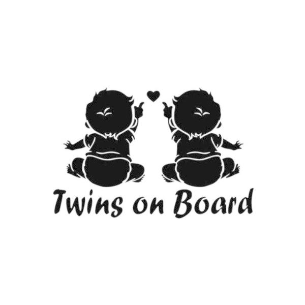 baby in car　双子が乗っています　双子　双生児　あおり運転防止　安全運転　後続車注意　自動車　車ボディ　ウィンドウ　ステッカー1枚（黒）