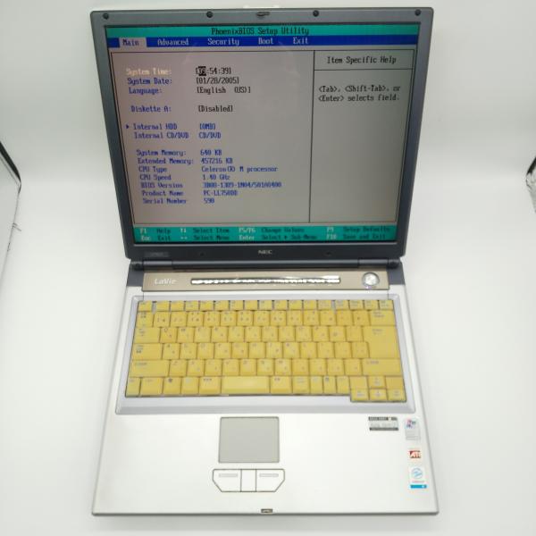 【ジャンク品】BIOS起動確認 i5第8世代16GB LaVie 【BIOS起動確認のみ／ジャンク】NEC PC-LL750DD Celeron M 1.40