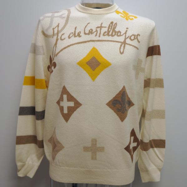 【新品】 カステルバジャック カシミヤ100% ニット セーター 総柄 刺繍ロゴ CASTELBAJAC（カステルバジャック） カステルバジャック・22 秋冬 AW