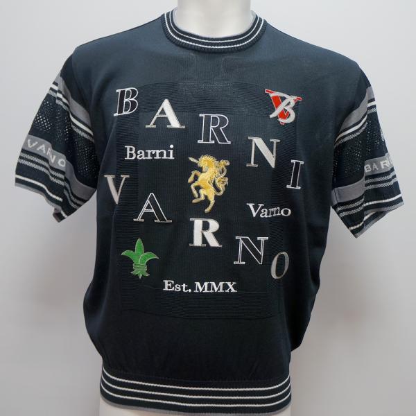 未使用 バーニヴァーノ サマーセーター LL ニット barni varno バーニヴァーノ・飛び柄刺繍 半袖 サマーセーター(M)(L) 26 春夏 SS