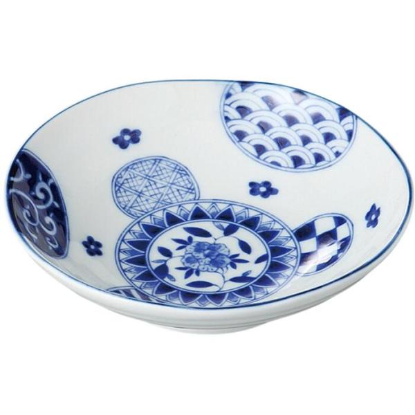 藍丸紋六兵５．５浅鉢 向付 刺身鉢 刺身皿 中鉢 刺身 会席料理 向付 陶器 日本製 美濃焼