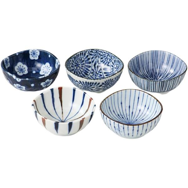 小皿 セット 藍染五様 小付コレクション揃 5客セット 美濃焼 日本製 食洗機対応 レンジ対応 小皿 薬味皿 醤油皿 おしゃれ かわいい