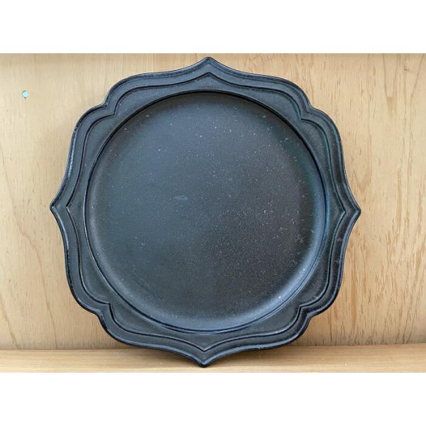 【訳あり アウトレット B品】サークルプレート Lサイズ マットブラック 陶器 食器 カフェ風 かわいい おしゃれ レンジ対応 食洗機対応