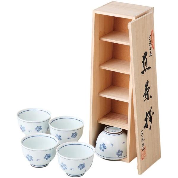 湯呑 セット 5客 茶器 古染小花 煎茶揃 美濃焼 日本製 陶器 ギフト プレゼント箱入り 食洗機対応 レンジ対応